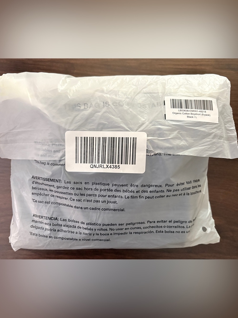 Quince Organic Cotton Boyshort Underwear 6-Pack Black Size L NIB - Picture 7 of 8